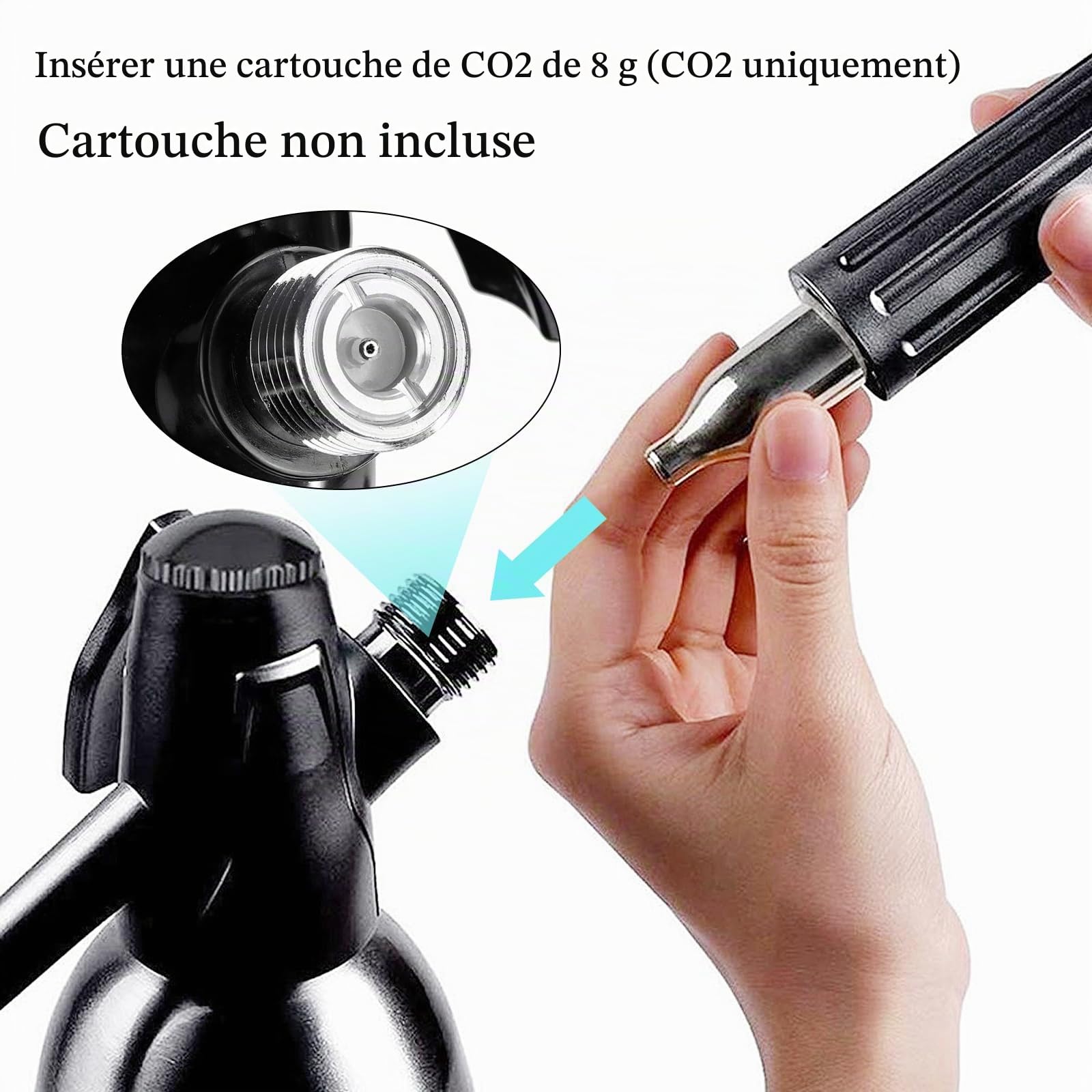 Siphon à soda portable de 1 L – Machine à soda en aluminium pour faire soi-même de l'eau gazeuse gazeuse, kit de bouteille d'eau gazeuse nostalgique pour rafraîchir Seltzer, cocktails, jus et boissons