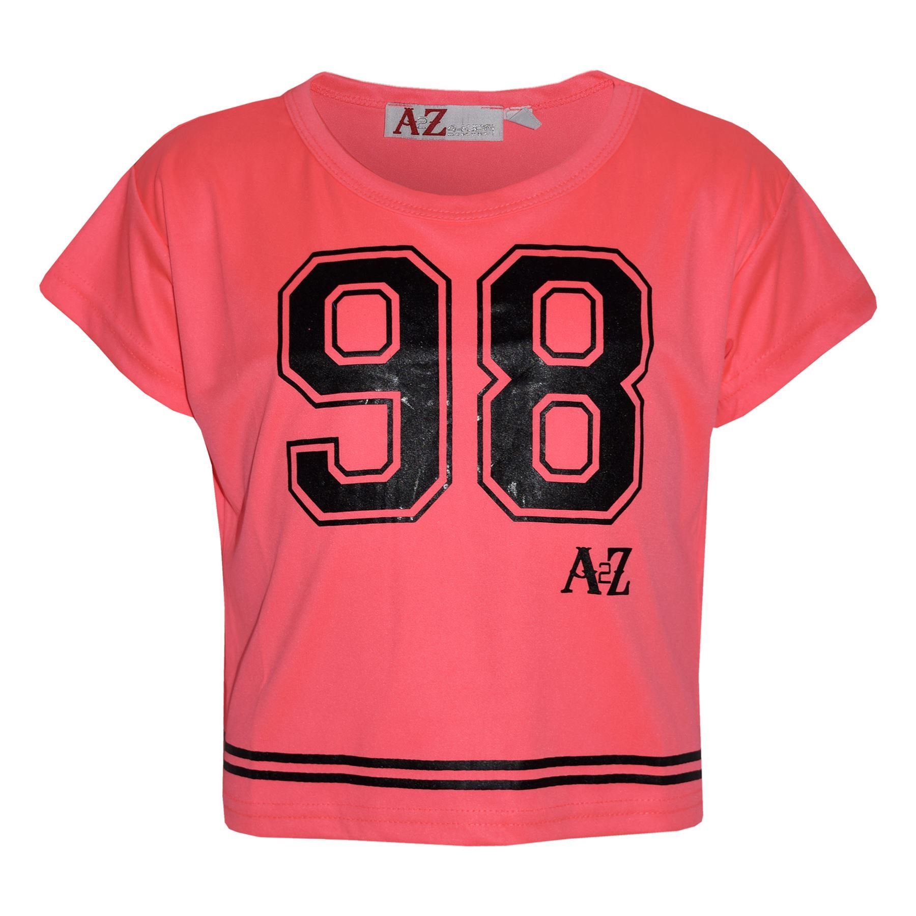A2z 4 Kids Girls Neon Pink Top Kids 98 Trendy T Shirt - New Crop Top 98 9-10