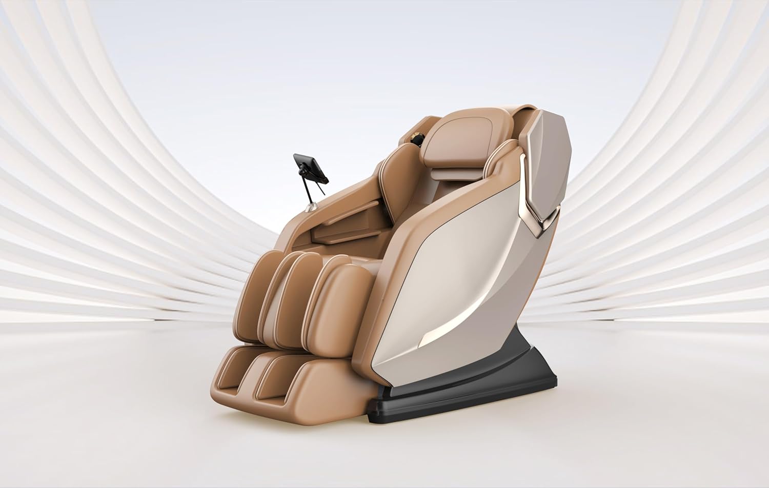 Zero Gravity Massage Chair for Adults,SL Track Full Body Massage Chairs and Recliner with AI Voice Control,Back and Calf Heating,Air Bag,Foot Rollers,Auto and Manual Programs,Bluetooth Music (Beige)