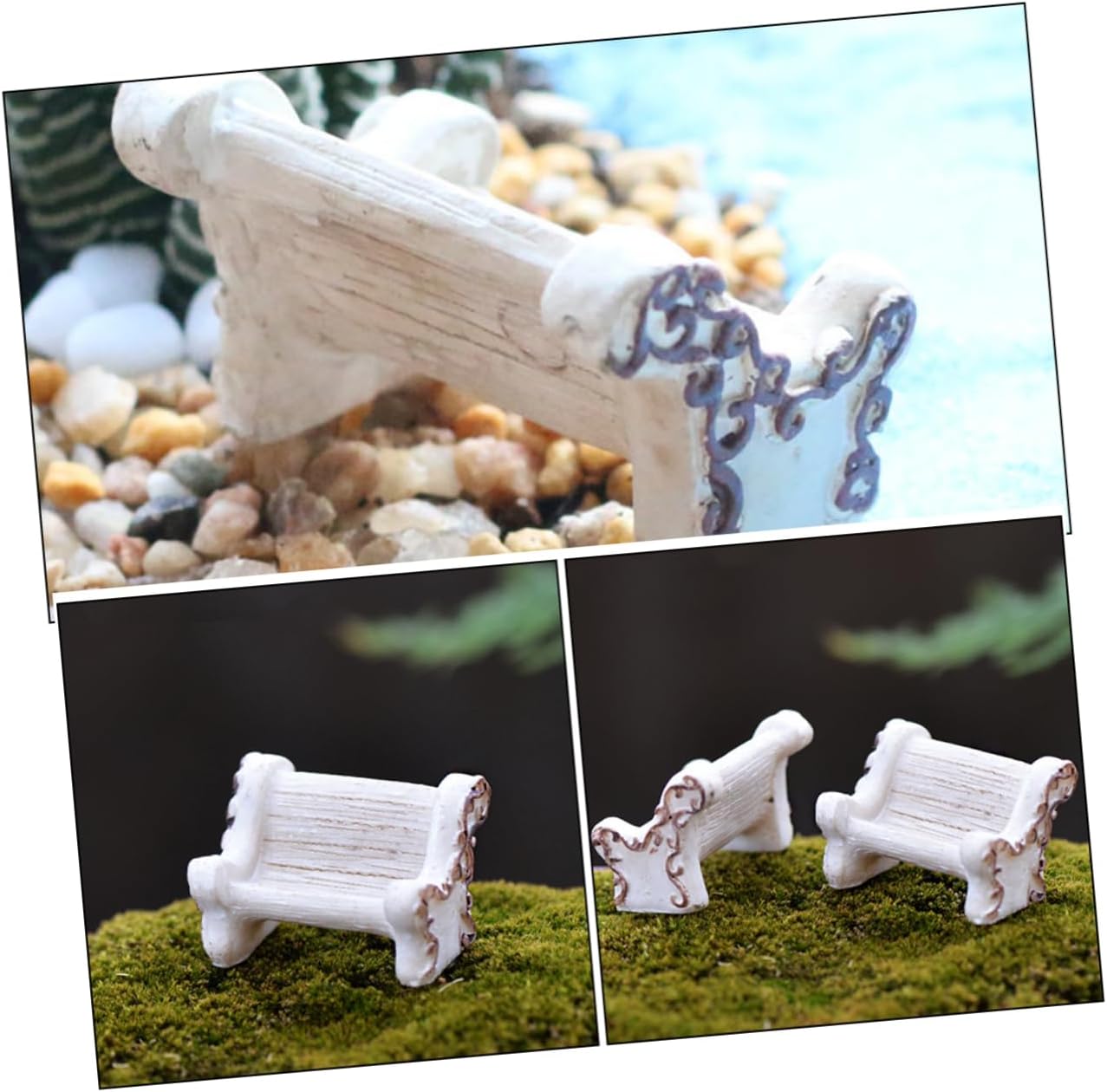 6pcs Mini Resin Chair Models White Resin Decorative