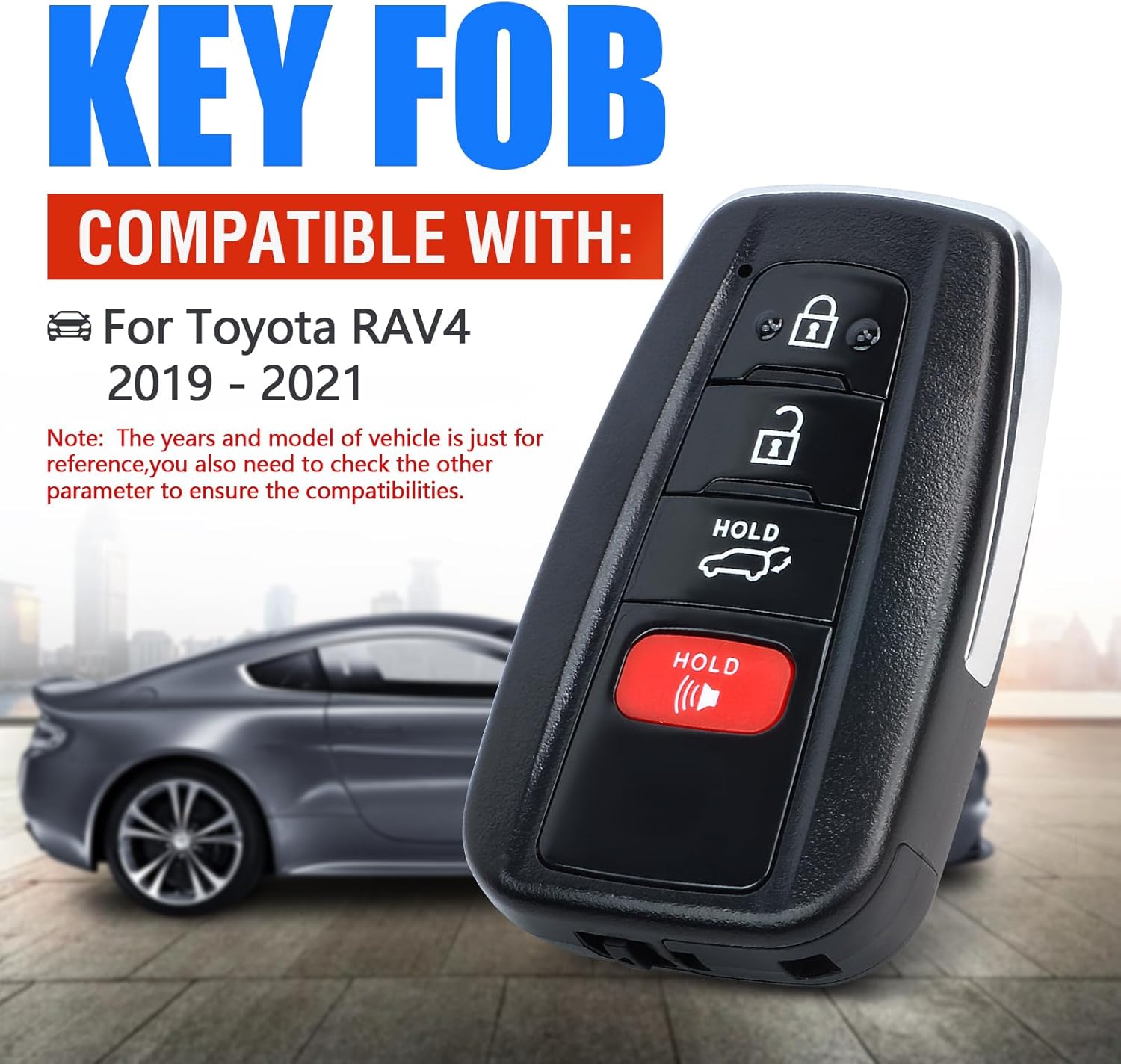 Key Fob Smart Transmitter Keyless Entry Remote Replacement for Toyota RAV4 2019 2020 2021 231451-0351 G Board HYQ14FBC 8990H-0R030 4 Buttons