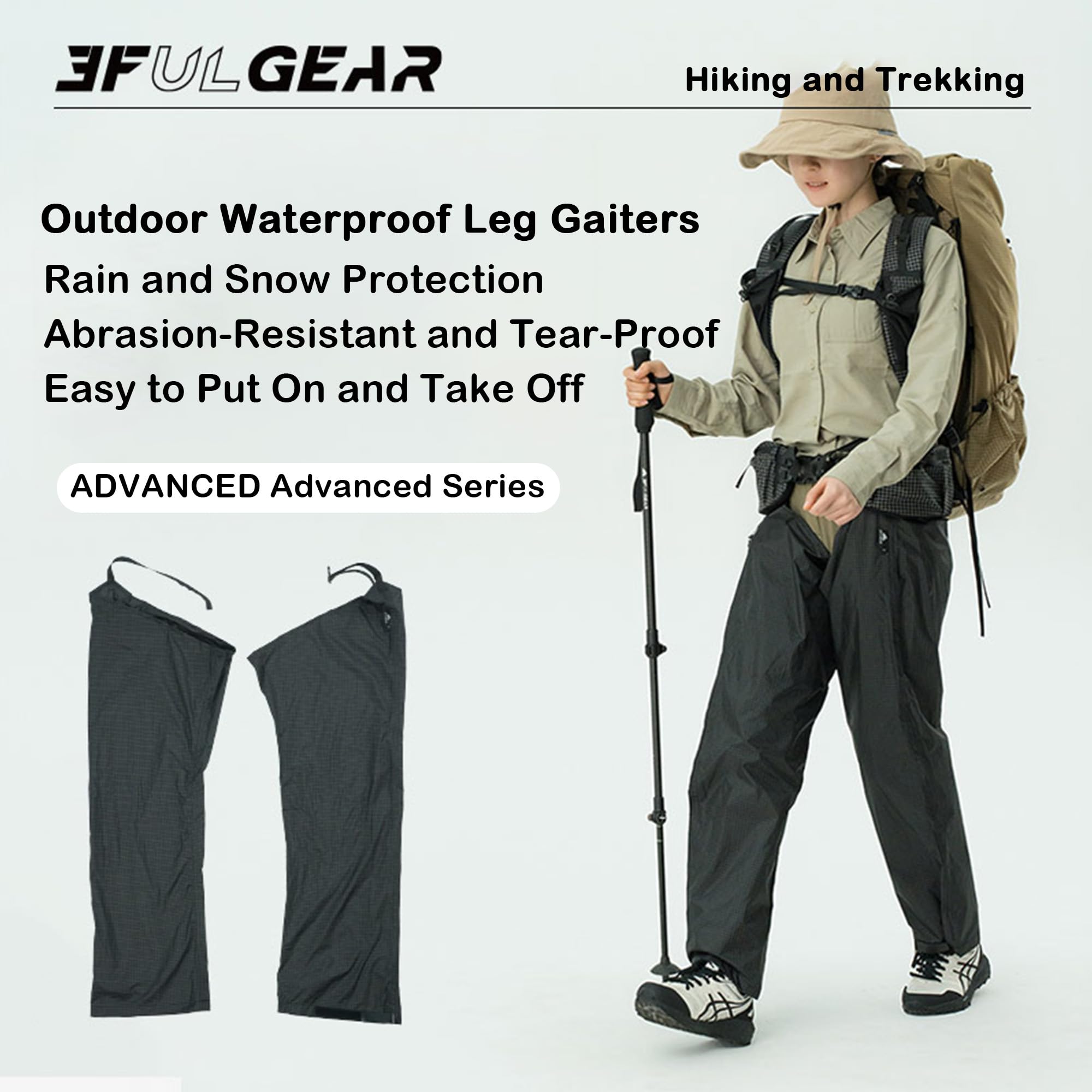 windhike 3F UL Gear Ultraleicht Gamaschen Wasserdicht 79 g, Regenhose für Männer und Frauen, Lange Gamaschen Wandern,Verstellbar für Rucksacktouren, Angeln, Camping und Bergsteigen