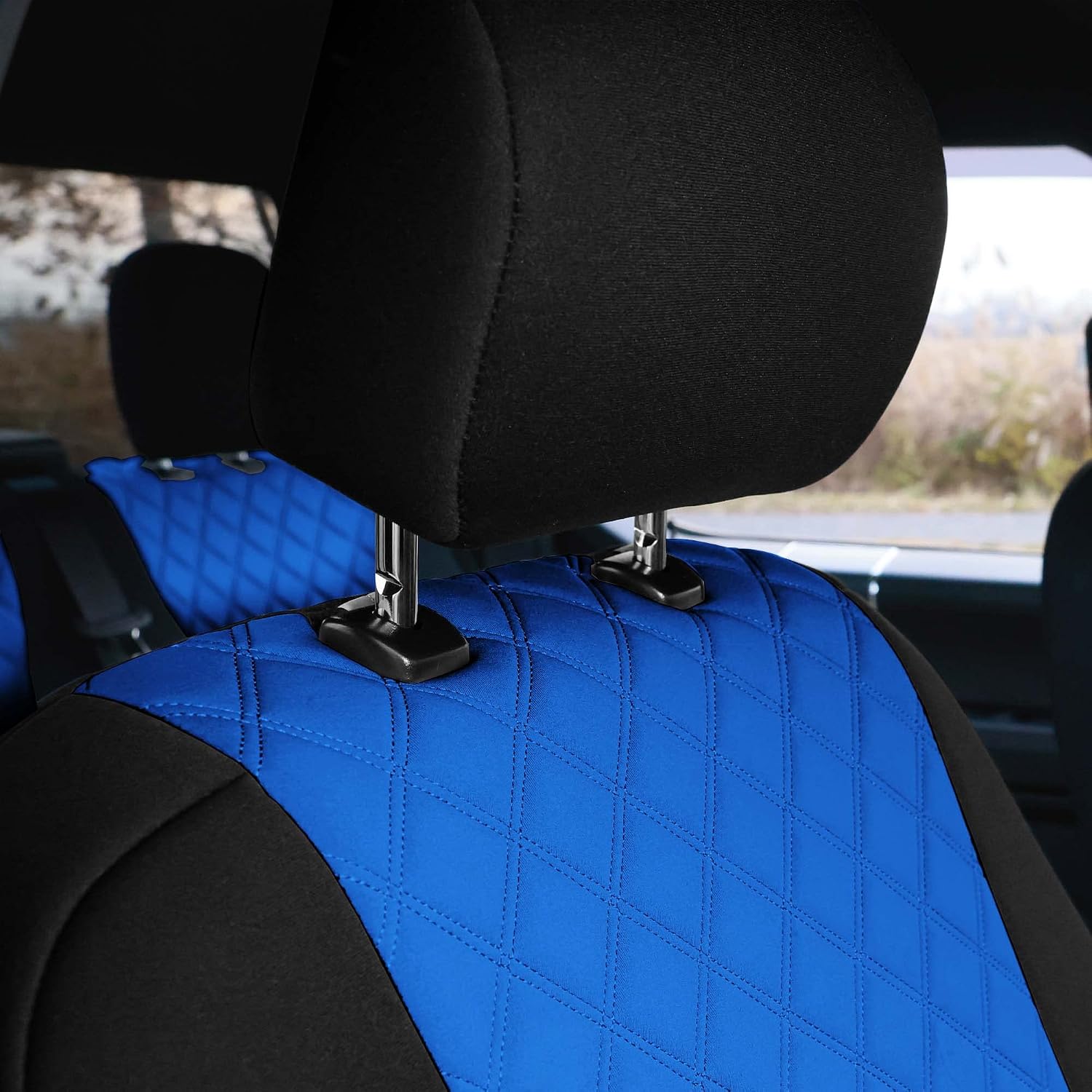 FH Group Custom Fit Car Seat Covers Specifically Made for 2015 - 2024 Ford F-150 XLT|Lariat| Raptor and 2017-2022 Ford F-250 F-350 F-450 - Water Resistant Ultraflex Neoprene - Front Set Blue