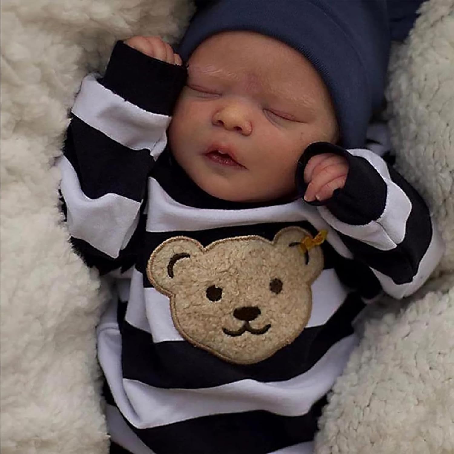 18 Inch Sleeping Reborn Baby Boy Doll, Lifelike Cloth Body vinyl Limbs, Closed Sleeping Eyes Pacifier Included, Real Life Reborn Doll Gift For Collectors 3+