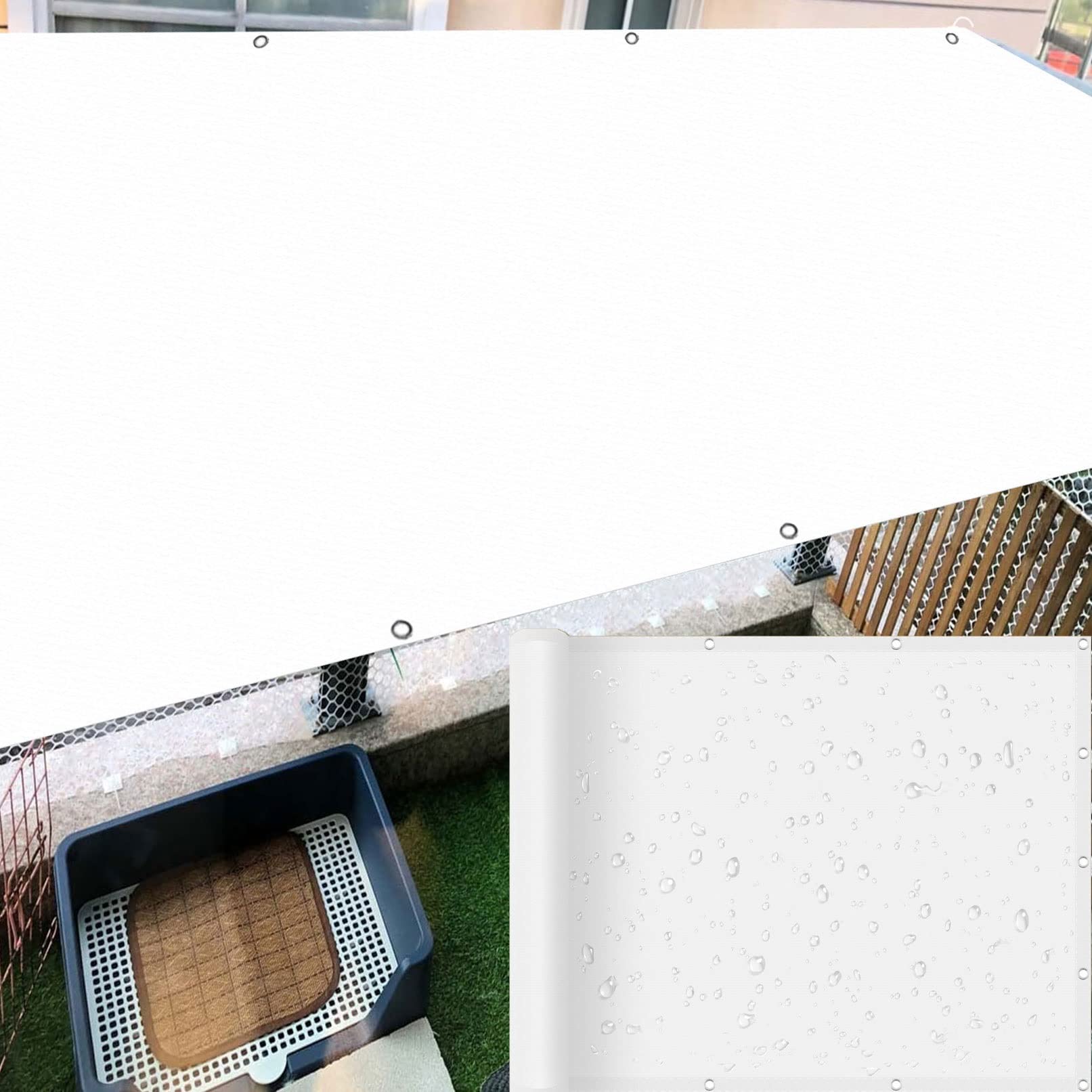 Voile d'ombrage étanche rectangulaire blanc 3.5 x 6 m pour patio