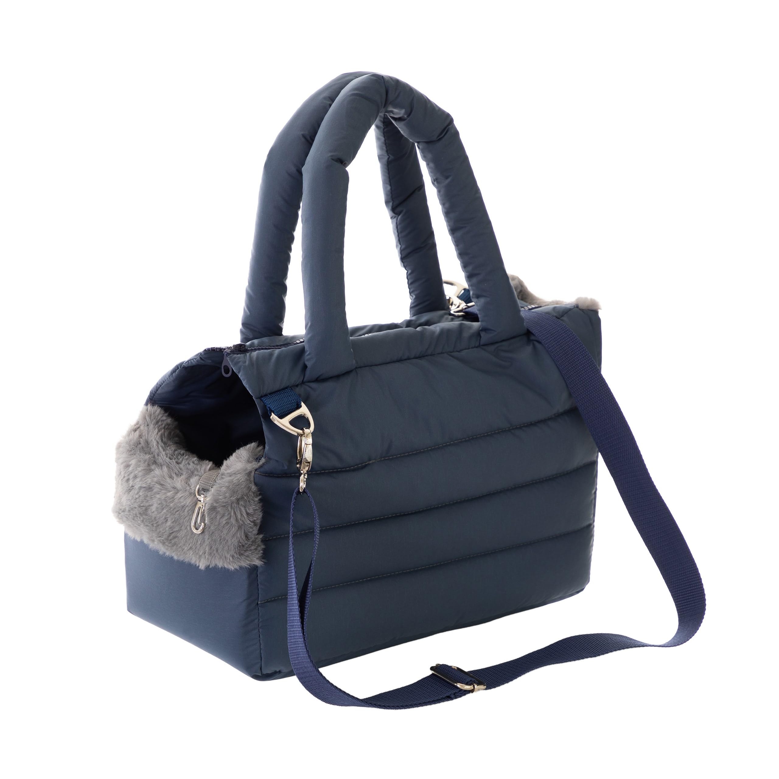 Hundetasche, Welpentasche - Tragetasche für kleinen und mittleren Hund, Katze - S - bis 5 kg, Tasche für unterwegs, Hundetrage mit Karabiner, Dog Carrier, Transporttasche, dunkelblau
