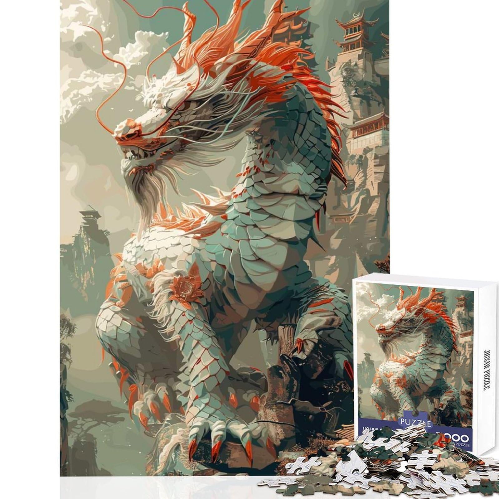 Magical Fantasy Dragon Jigsaw Puzzles for Adults 1000 Piece Recall Fun Play Advanced Laser Cutting Tech Family Fun Night Activity 38x26cm