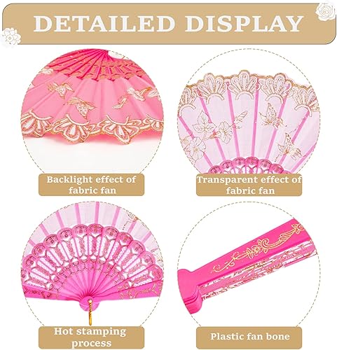Miniatura 7 de QIRMIZI Paquete de 10 ventiladores plegables – Abanicos de mano de estilo español de mano, abanicos de mano a granel para bodas, fiestas de té,