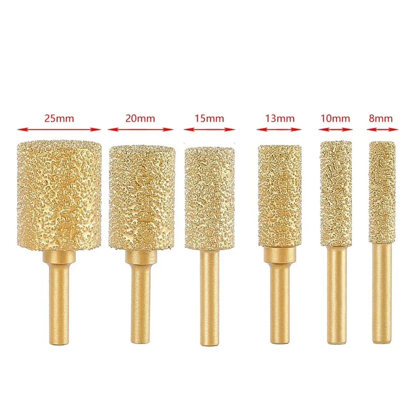 Cabezal de rectificado Cabezal de Fresa de Diamante Soldado al vacío con vástago Redondo de 6 mm, Lima Rotatoria for Piedra, Hierro Fundido Gris, Hierro dúctil, Grabado de Acero(25mm)