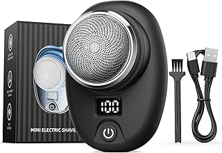 Electric Razor for Men, Mini Shaver Portable Electric Shaver with LED Display Travel Beard Shaver Pocket Shaver Wet and Dry Razor Type-C Charging Shavers Easy One-Button Use Suitable for Travel