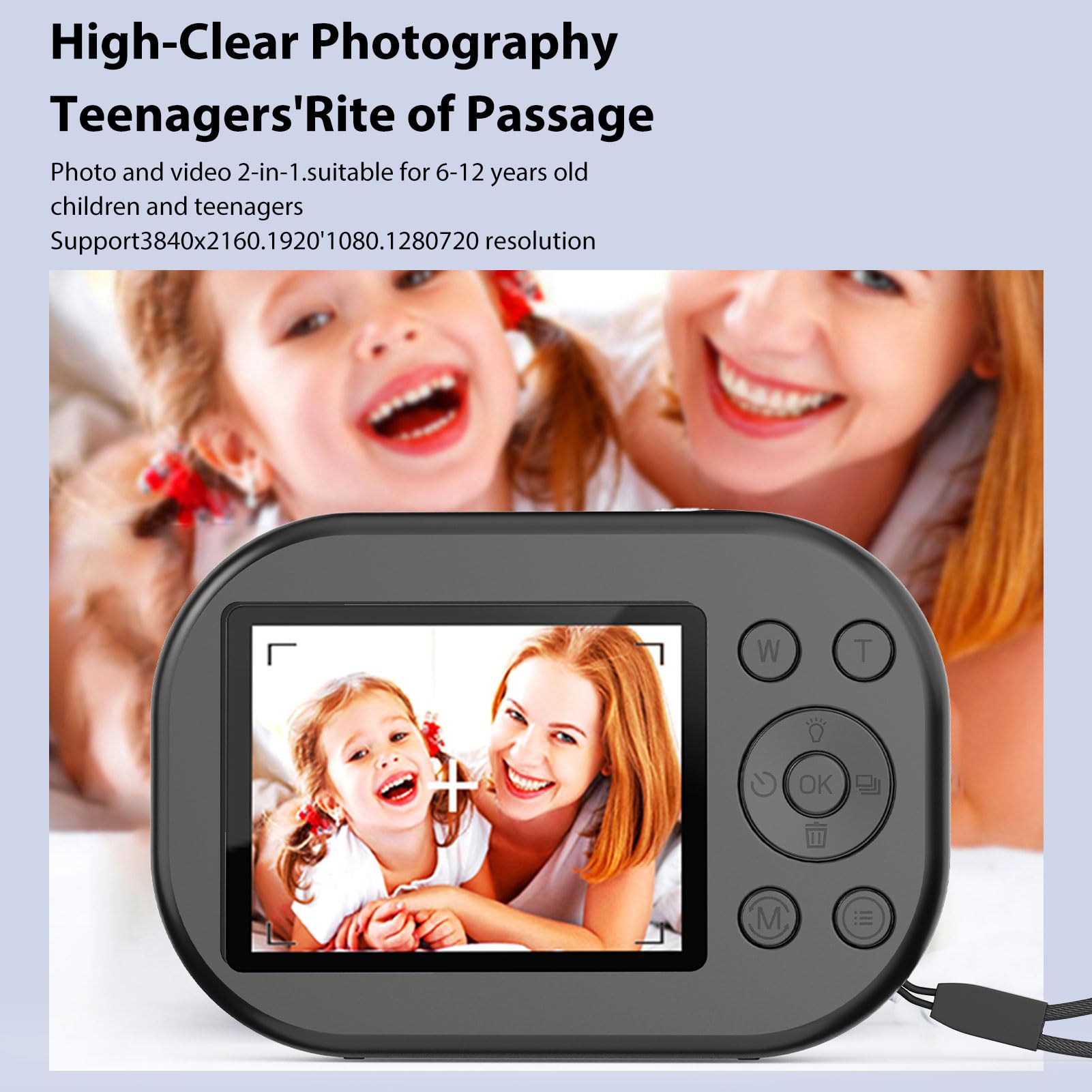 Denash Kamera Cyfrowa 4K 16x Zoom 48MP z kartarnią 32 GB dla Dzieci, Złap Oszałamiające Filmy 4K UHD i 48MP z 16x Cyfrowe Zoom, Obsługa Antyokrębla (BLACK)