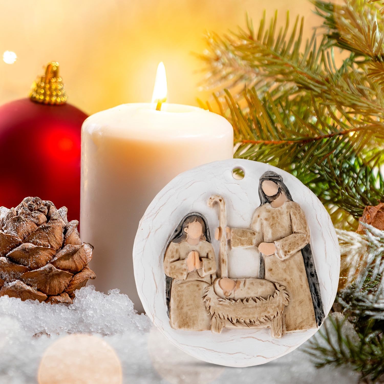 3D Nativity Scene Ornament for Christmas Tree - Religious Christian Church Ornaments Holy Family Tradition Gifts - Unique Jesus Ornaments Decorations for Family Friends - Image 6