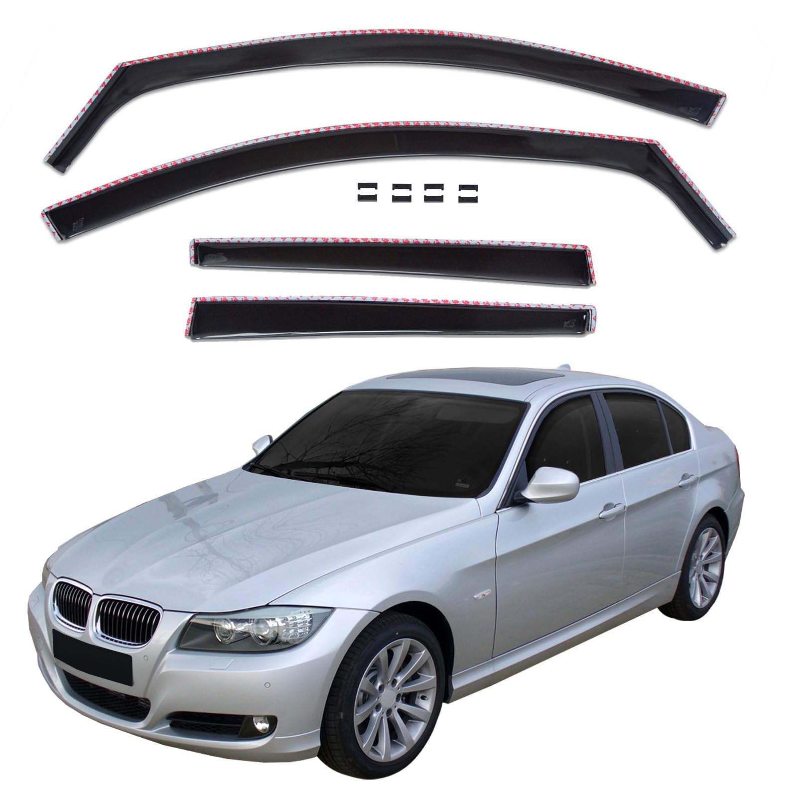 J&J AUTOMOTIVE GP Déflecteurs pour BMW Série 3 E90 2005-2012, 4 pièces