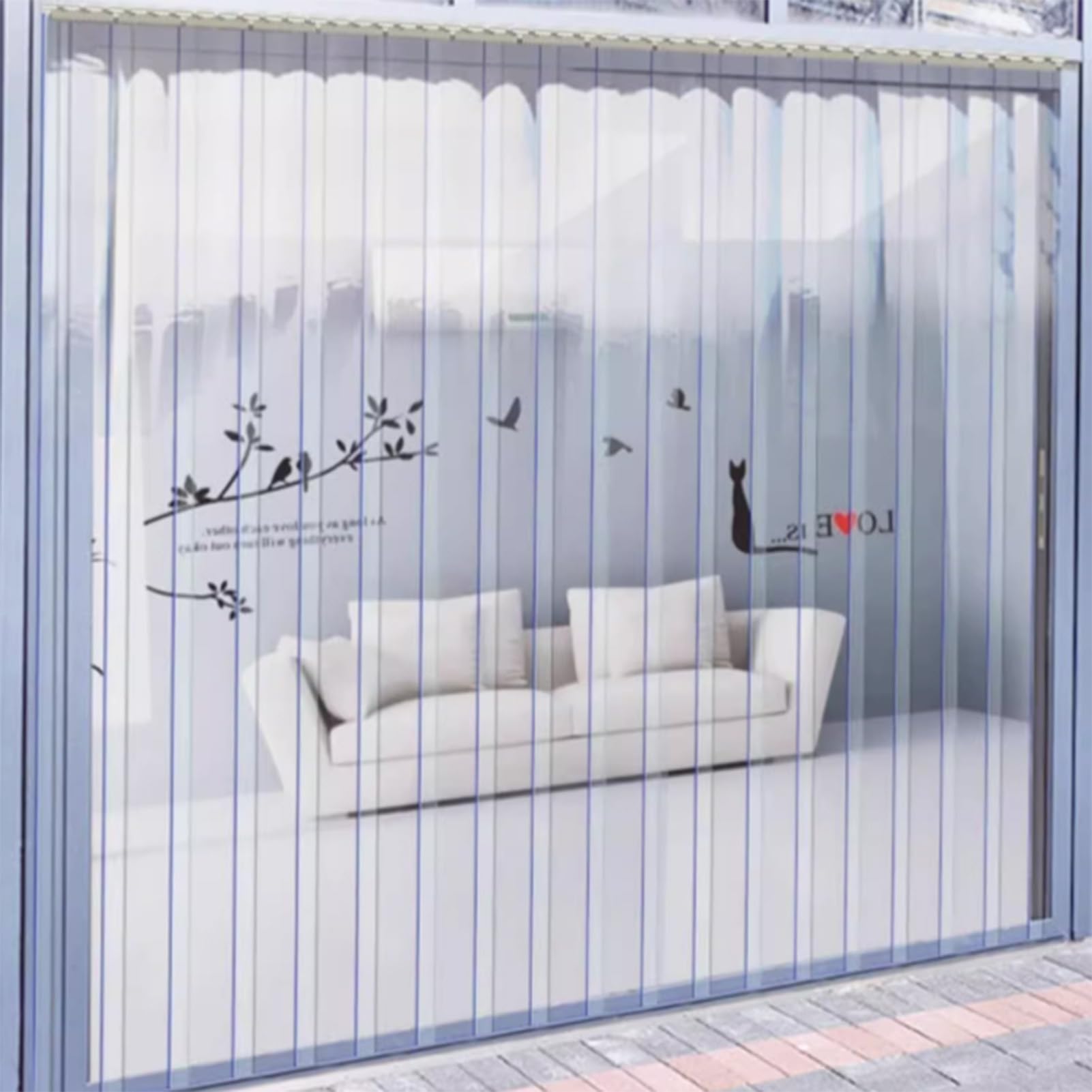 SHAARI Bandes De Rideaux De Porte en PVC, Rideaux De SéParation pour SupermarchéS ImperméAbles, Haute Transmission Lumineuse pour EntrepôTs, Camions(195x350cm/76.77x137.8in)