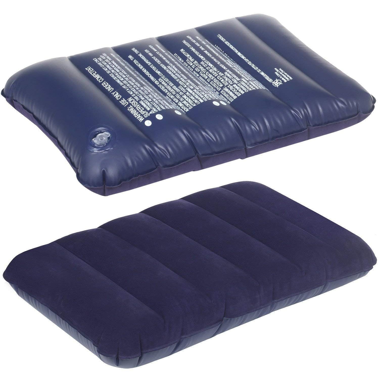 Vrajnex Lifestyle Velvet Air Pillow Cushion Sleeping Bag Backpacking Pillow Soft Comfortable Air Inflatable Travel Pillow Tourist Pillow (Blue) (Pack of 2)-image-10