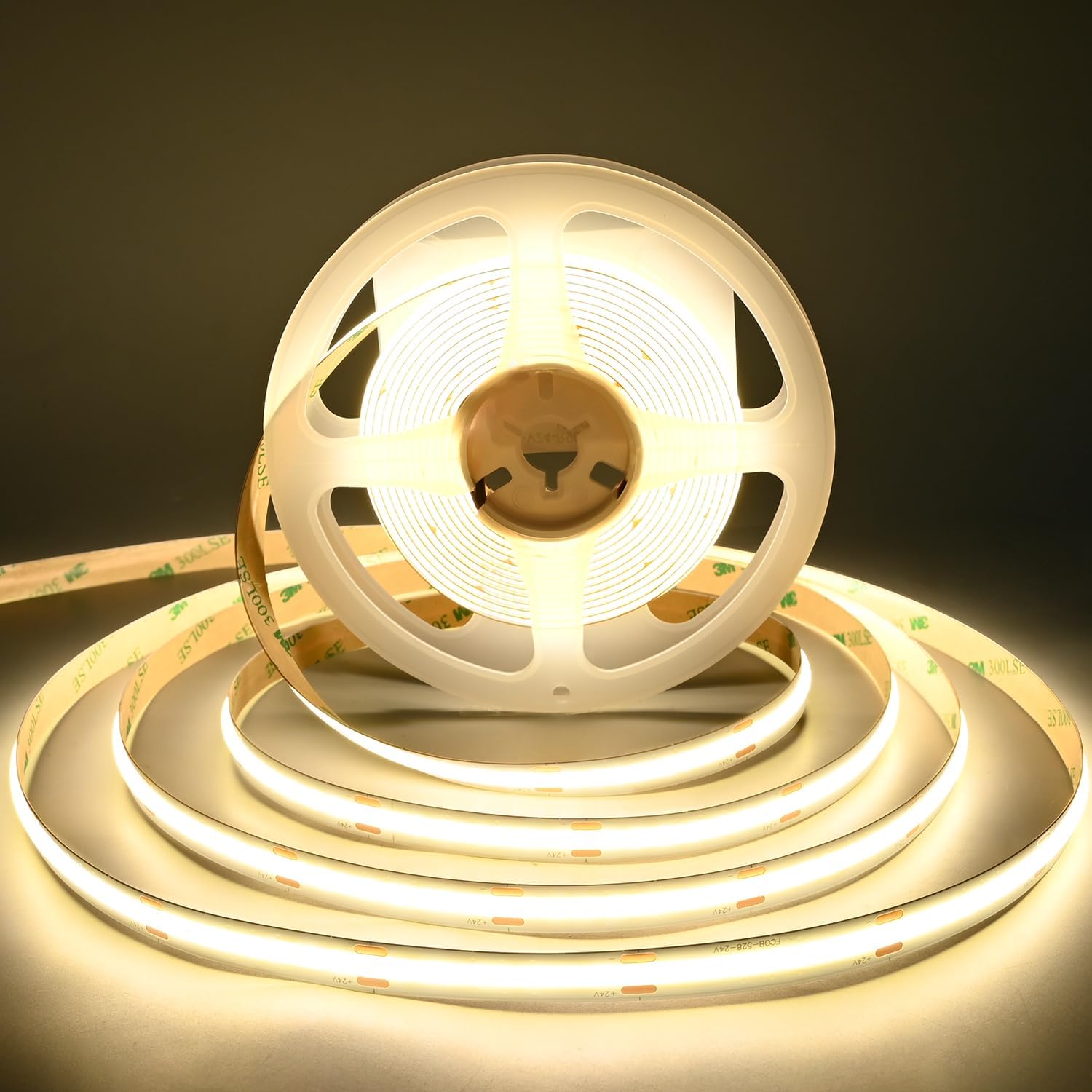 COB LED Strip Lights DC 12V LED Lights Flexible Super Bright LED Strips,16.4ft 6500K White,CRI 90+,2640LEDs High Density Uniform Light for Bedroom Home Room Decor (Natural White 4000K, DC24V)