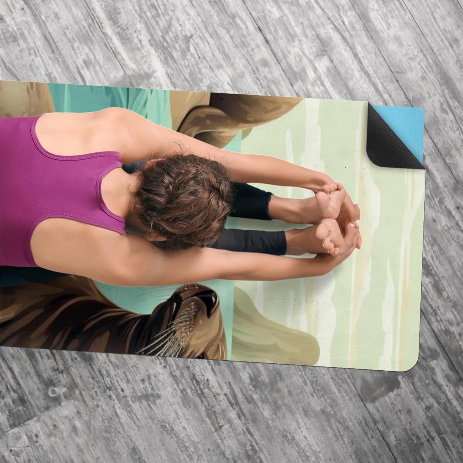 Yoga Towel, Sea Lion Pattern Non Slip Sweat Absorbent Hot Yoga Mat Towel for Hot Yoga, Pilates and Fitness - 72.8" x 26.8"