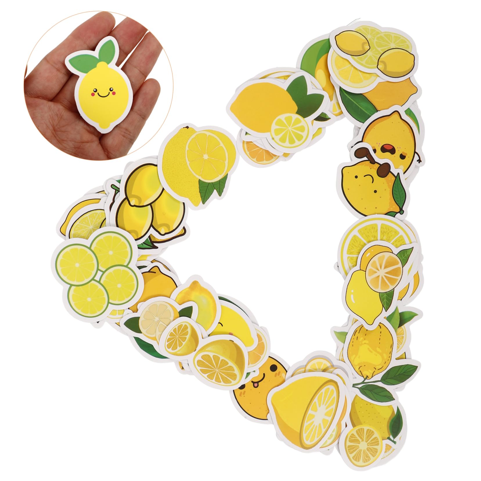 Pegatinas de Limón Adorables para Maletas, 50 Piezas Amarillas | Autoadhesivas, Diseño de Patrón Adorable, Decorativas para Crear Obras y Regalar a Amigos