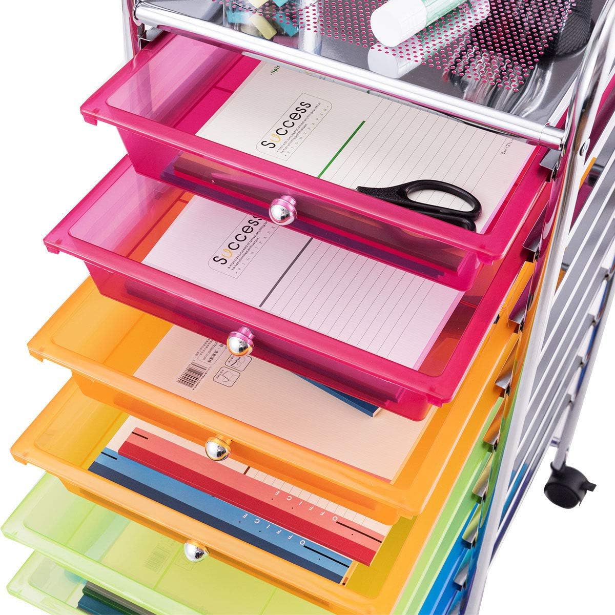 Giantex 10 Drawer Rolling Storage Cart Scrapbook Paper Office School Organizer (Multicolor) : Office Products