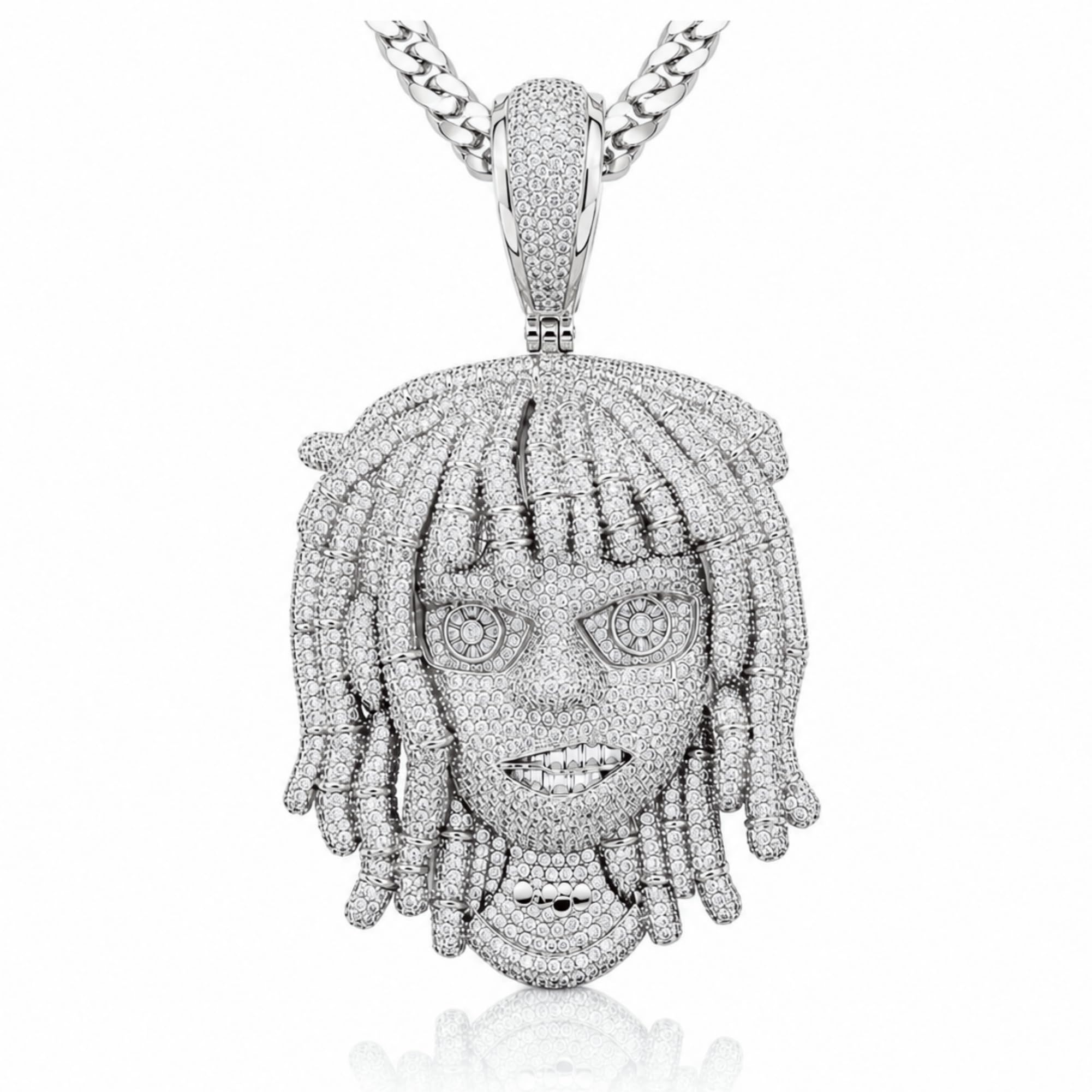 ICEDIAMOND Iced Out Dreadlocks Reggae Rapper Big CZ Diamond Pendant con catena cubana, completamente intarsiato Shine 5A Zirconia Hip Hop Charm Gioielli per gli uomini