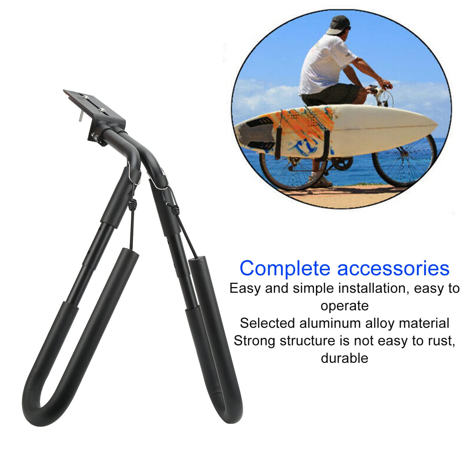 Portatavola Da Surf Per Bici – Regolabile, In Alluminio Impermeabile, Gancio Telescopico, Facile Da Montare, Nero