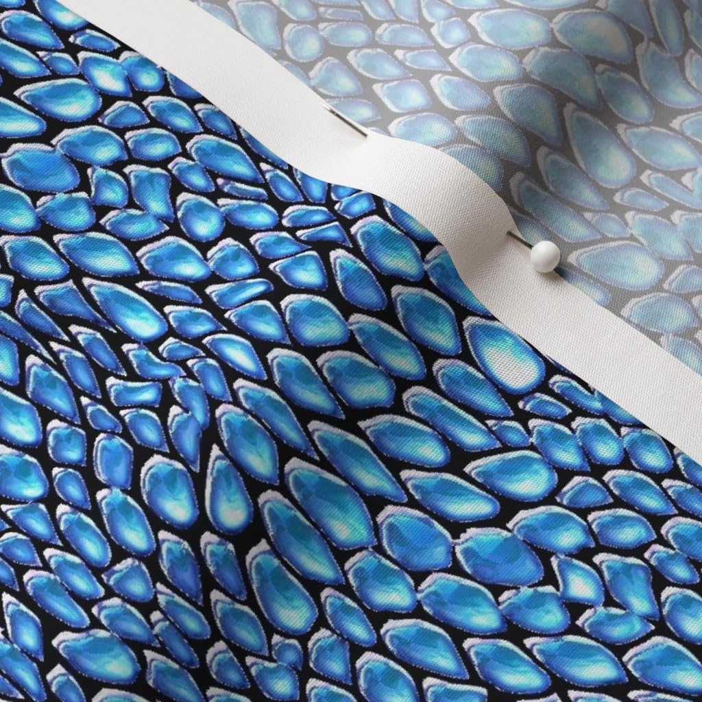 Spoonflower Fabric - Sparkle Blue Ice Dragon Scales Scale Fantasy Costume Mermaid Dragons Printed on Cotton Poplin Fabric by The Yard - Sewing Shirting Quilting Dresses Apparel Crafts