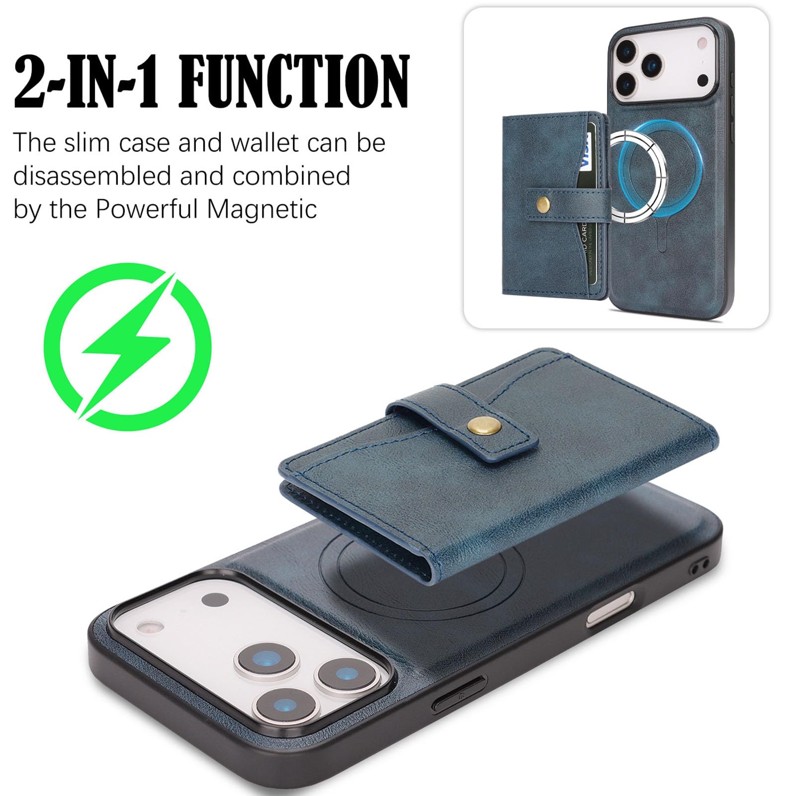 Skórzane etui do iPhone 18 Pro Max/18 Pro, portfel zdejmowany
