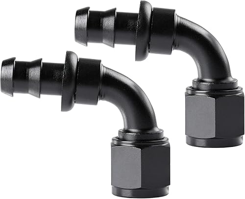 Miniatura 4 de Ucreative 6AN 90 grados empuje bloqueo manguera extremo negro 2PCS