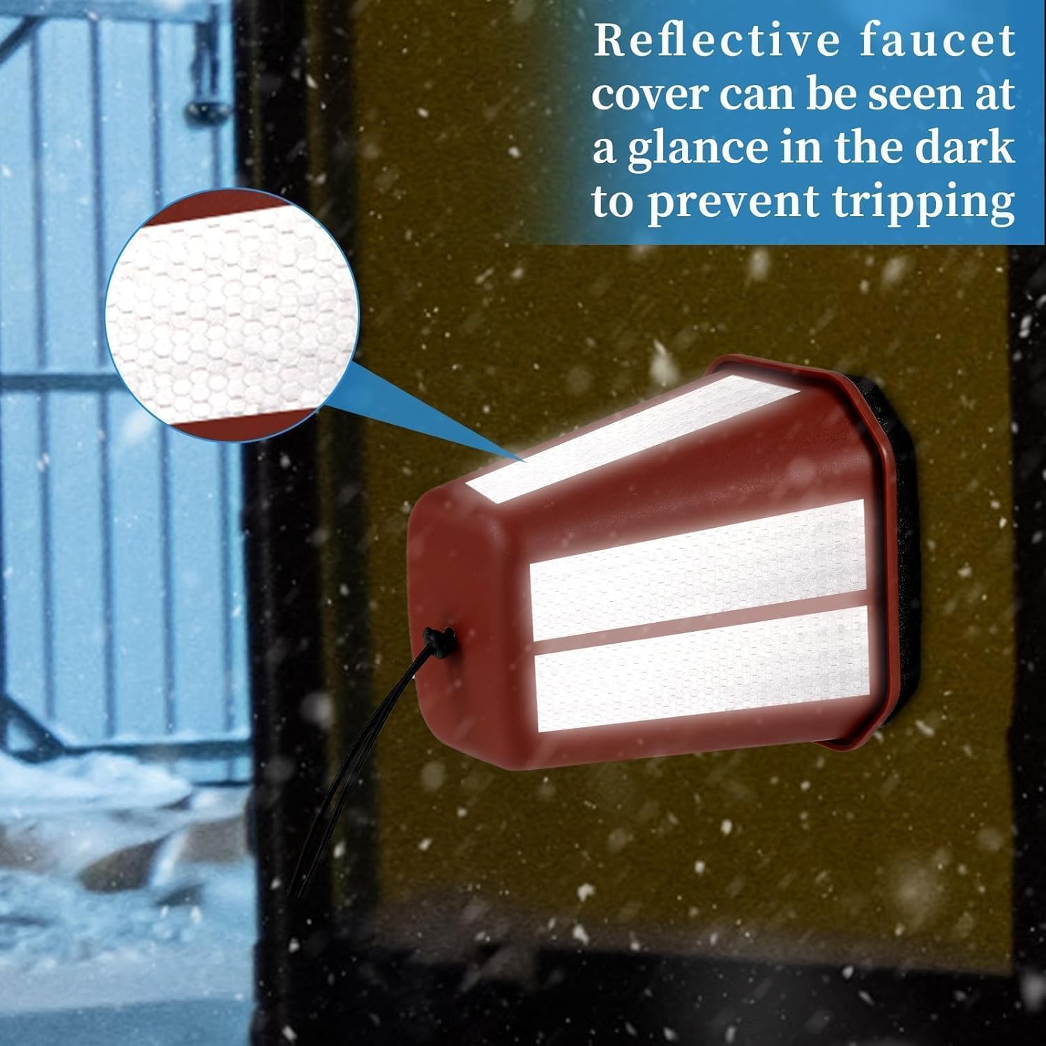 2 Pack 2026 Upgrade Extra Large Outdoor Faucet Cover for Winter Freeze Protection 8.5x7x5.5in Thick Plastic Foam Hose Bib Spigot Cover Winter Insulated with Reflective Strips (Red)