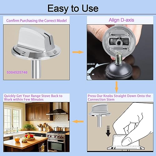 Miniatura 4 de Actualización 5304525746 - Perillas de repuesto para estufa de gas Frigidaire pieza de repuesto para 5304504839 paquete de 1