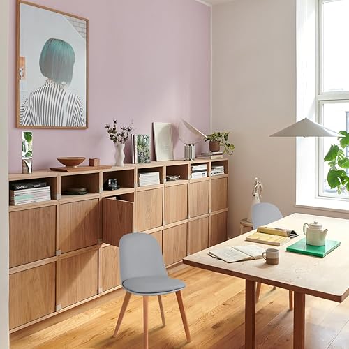 Miniatura 4 de 2xhome Juego de 4 modernas sillas laterales de comedor sin brazos, carcasa de plástico con asiento acolchado de piel sintética y patas de madera