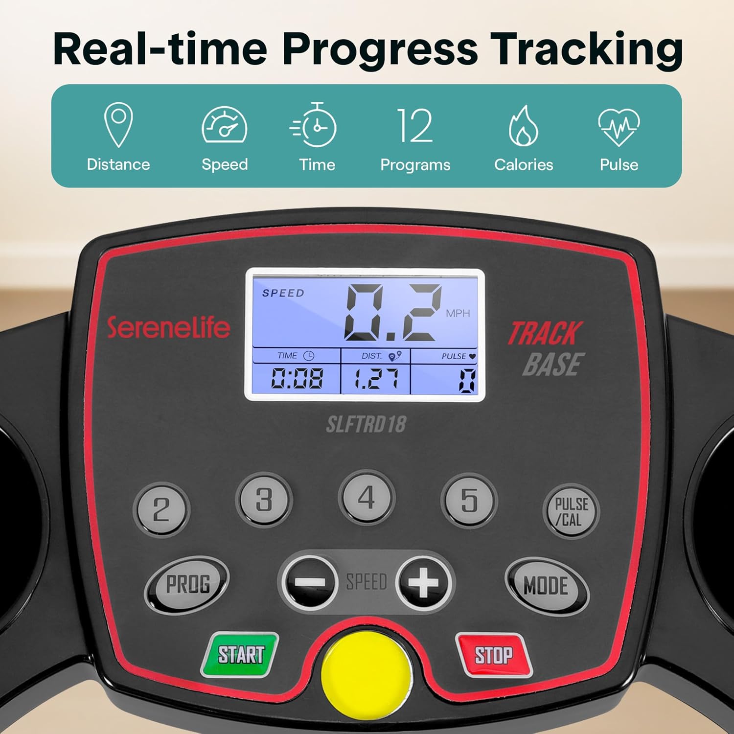 SereneLife Electric Folding Treadmill Exercise Machine - Smart Compact Digital Workout Fitness Trainer w/Bluetooth App Sync, Manual Incline Adjustment, for Walking, Running, Gym