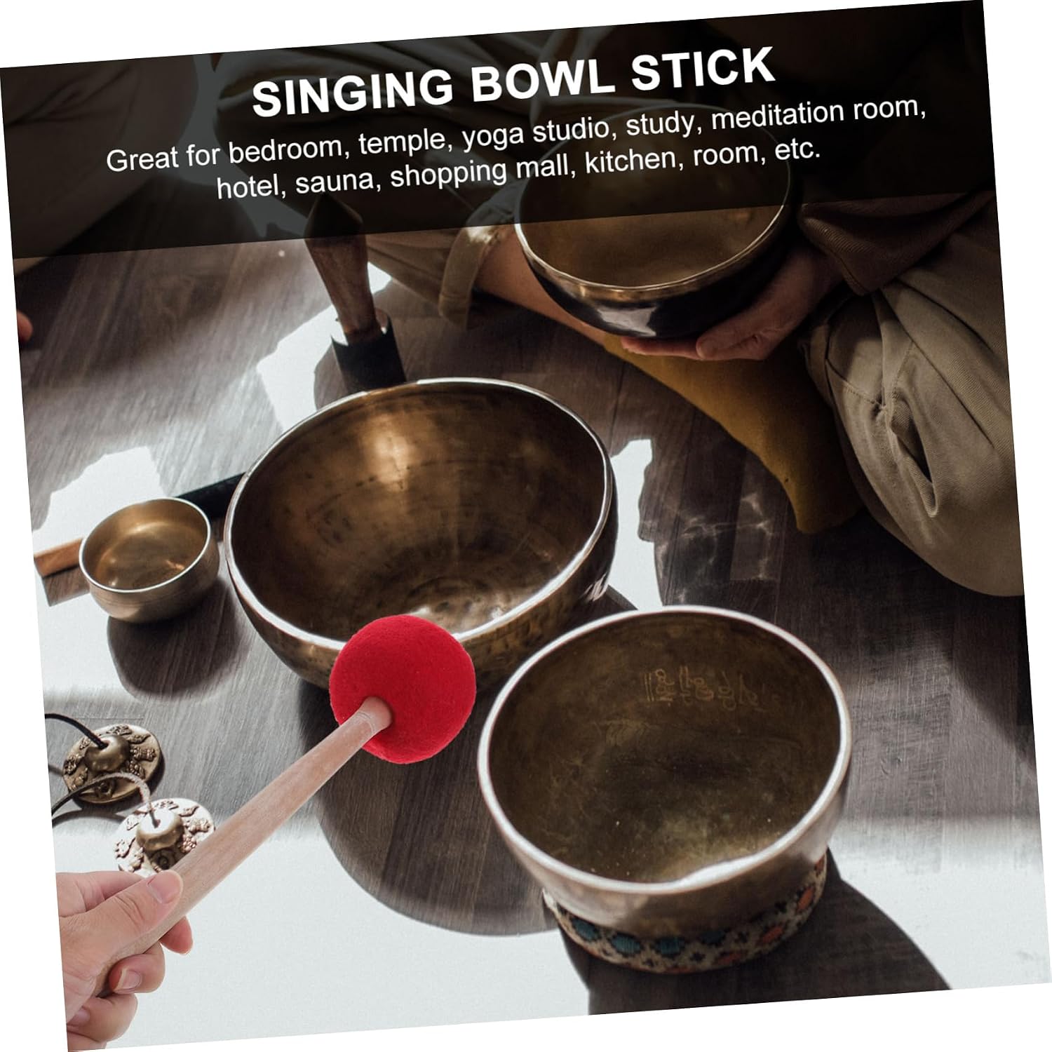 Felt Meditation Singing Bowl Mallet Wooden Striker for Sound Healing and Mindfulness Handmade Nepalese Felt Stick for Yoga and Relaxation