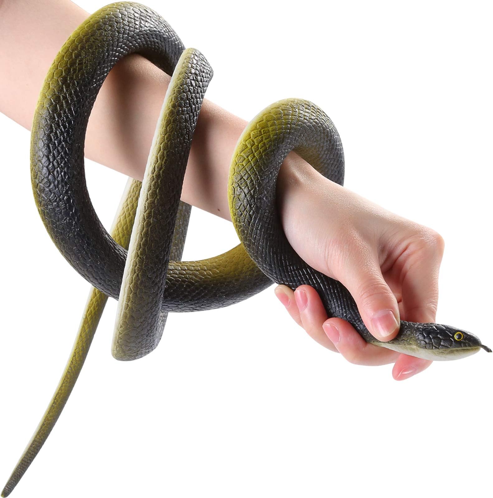 Riomeira 53โ Large Rubber Snakes Super Realistic, Fake Snake Looks So Real, Snake Toy Thick, Great for Pranks, Halloween Party Decoration, Garden Props - Deter Squirrels, Bunnies, Birds
