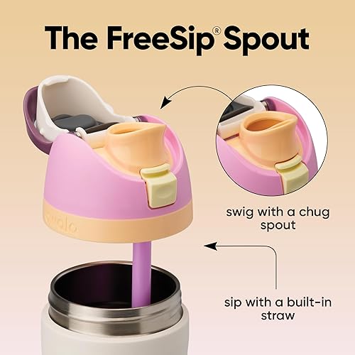 Miniatura 2 de Owala  Botella de agua FreeSip de acero inoxidable con aislamiento, sin bisfenol A, incluye sorbete, ideal para viajes y deportes, capacidad de 24
