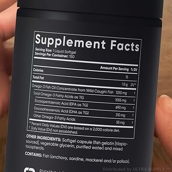 Triple Strength Omega-3 Fish Oil, 150 Fish Softgels - Burp Less - Fish Gelatin