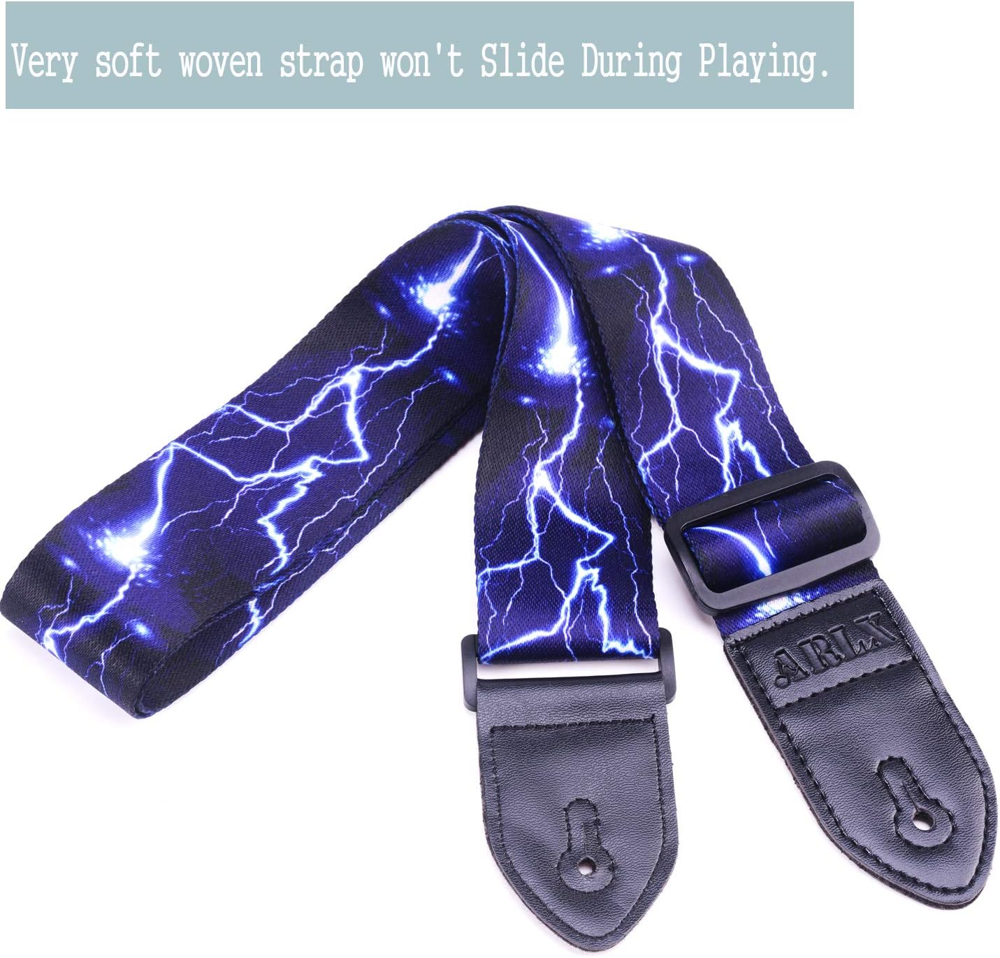 WOGOD Guitar Strap Jacquard Weave Hootenanny Guitar Strap with Leather Ends : Musical Instruments