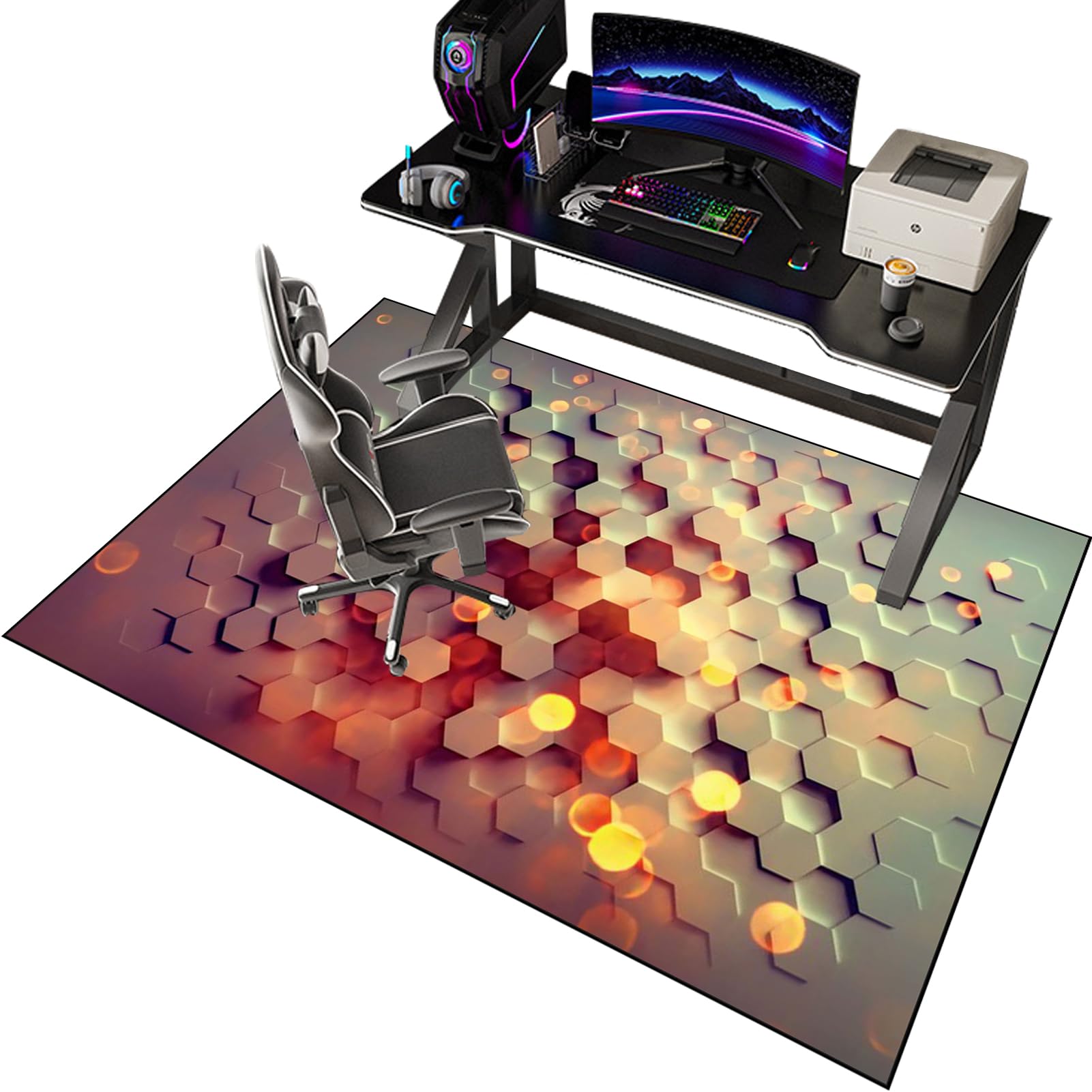 EYKWKB Office Gaming Chair Mat for Carpet, Hard-Floor Chair Mats, Computer Chair Mat for Hardwood Floor, Carpet Protector Mat, Non Slip Gaming Rug, Desk Chair Mat 90 x 140 cm
