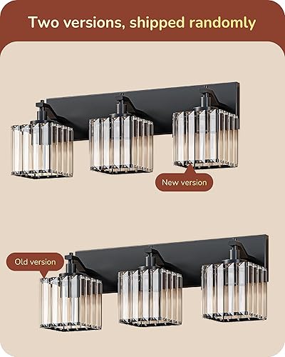 Miniatura 5 de EDISHINE Lámparas de tocador de baño, 3 luces de 20.47 pulgadas, accesorios de iluminación de baño de cristal sobre el espejo, aplique de pared