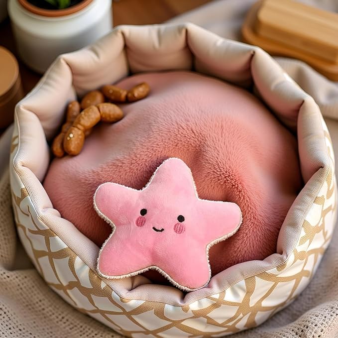 Juguetes para Perros Mordibles y Sonoros 2 Piezas Estrella de Mar Rosa miniatura 7