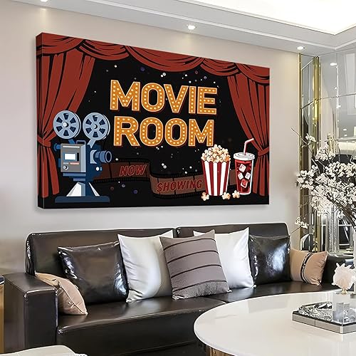 Miniatura 2 de Movie Canvas Wall Art, Retro Movie Night Canvas Wall Art, Camera Picture Print, Home Theater Print Decor, Man Cave Painting, Living Room, Movies