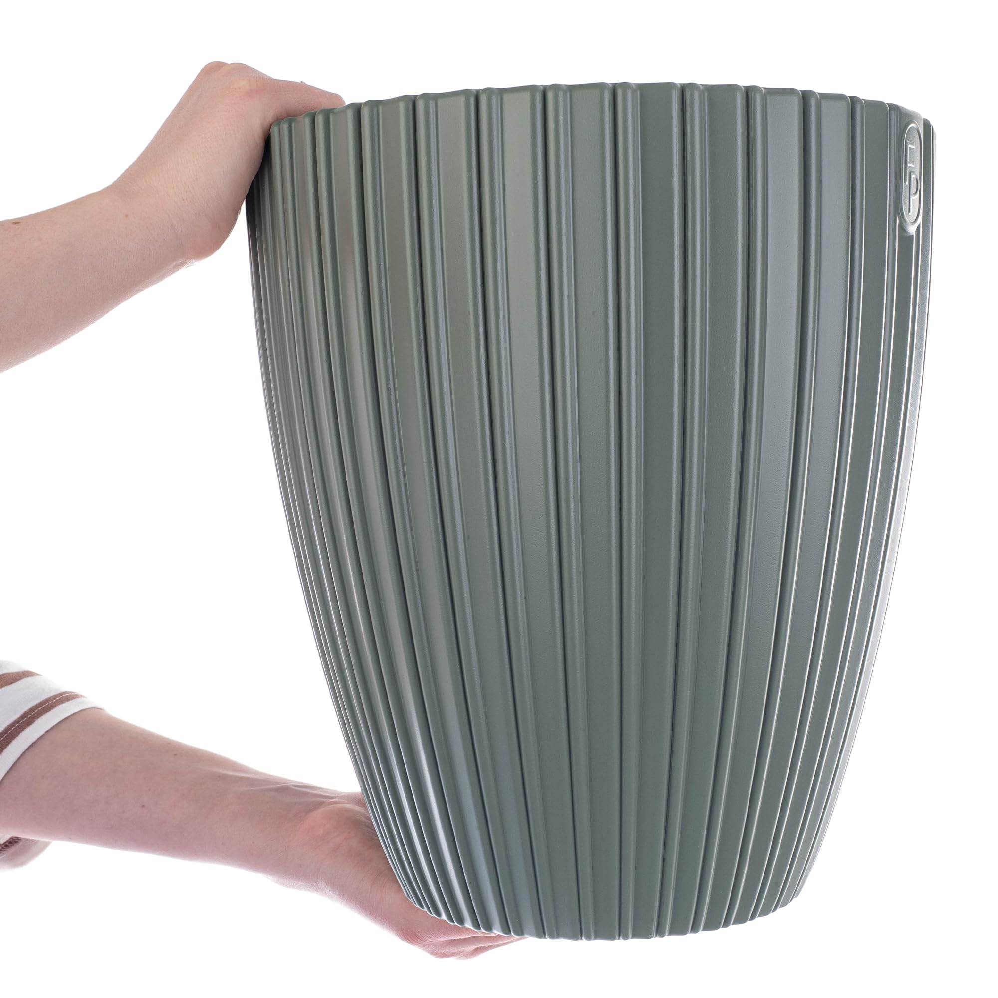 KADAX Pot de fleurs décoratif avec insert intérieur - Rond - En plastique - Pour l'intérieur et l'extérieur - Vert - 40 cm, K10160