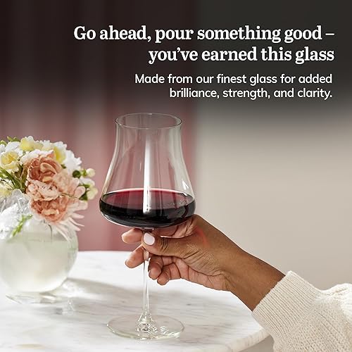 Miniatura 5 de Libbey Signature Stratford - Juego de 4 copas de vino tinto únicas de 24 onzas, juego de copas de vino grandes con tallo