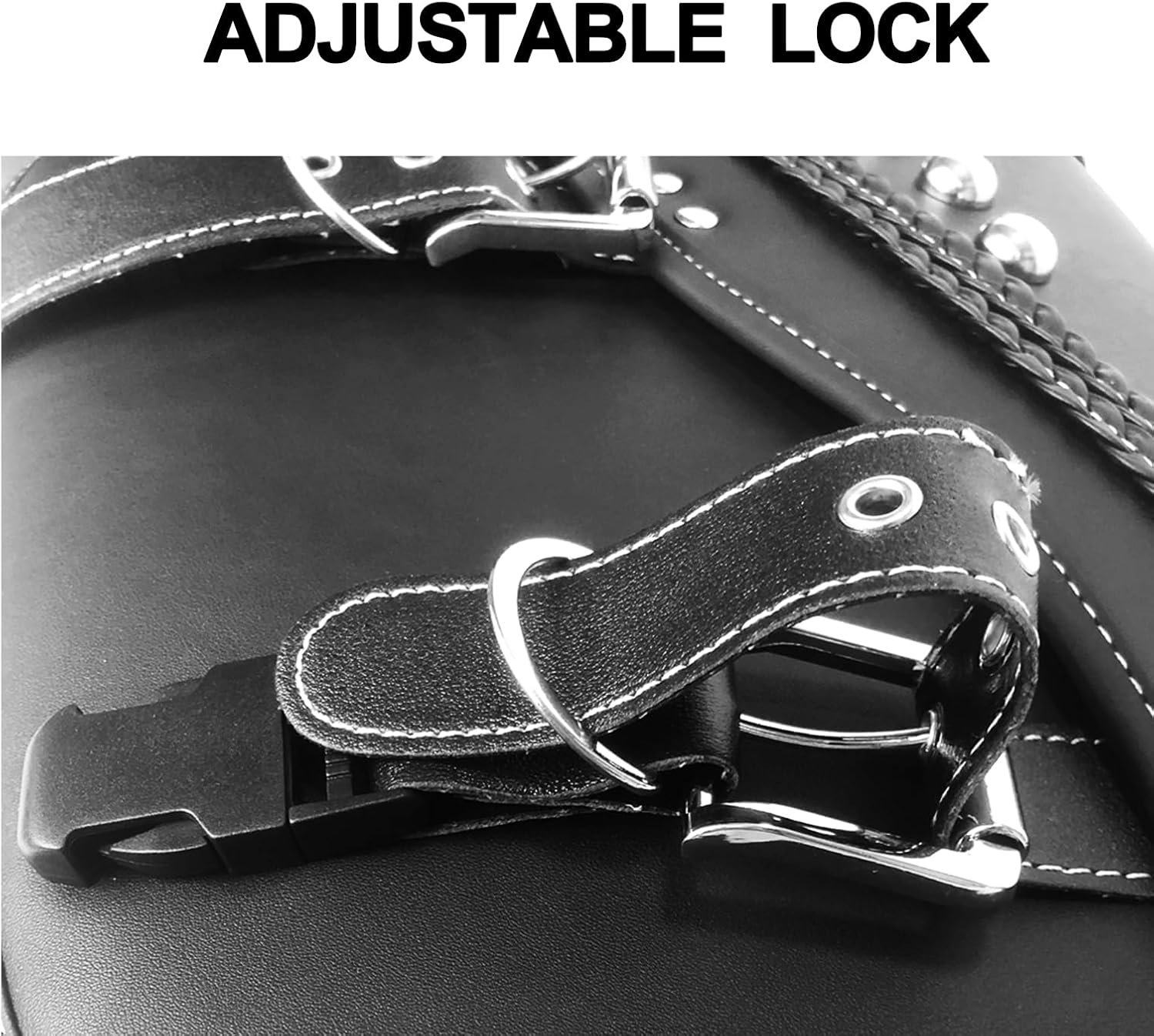 Motorcycle Saddlebags, Studded and Braided Saddle Bags Synthetic Leather Universal for Harley Cruiser Bobber Suzuki Yamaha Kawasaki