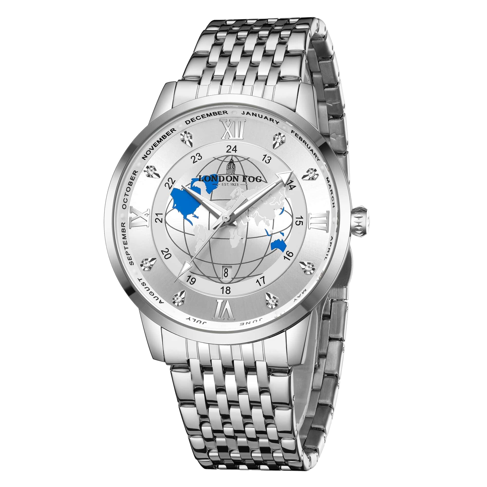 London Fog Baker Collection Men's Silver Dial:Silver,Strap:Silver - Image 1