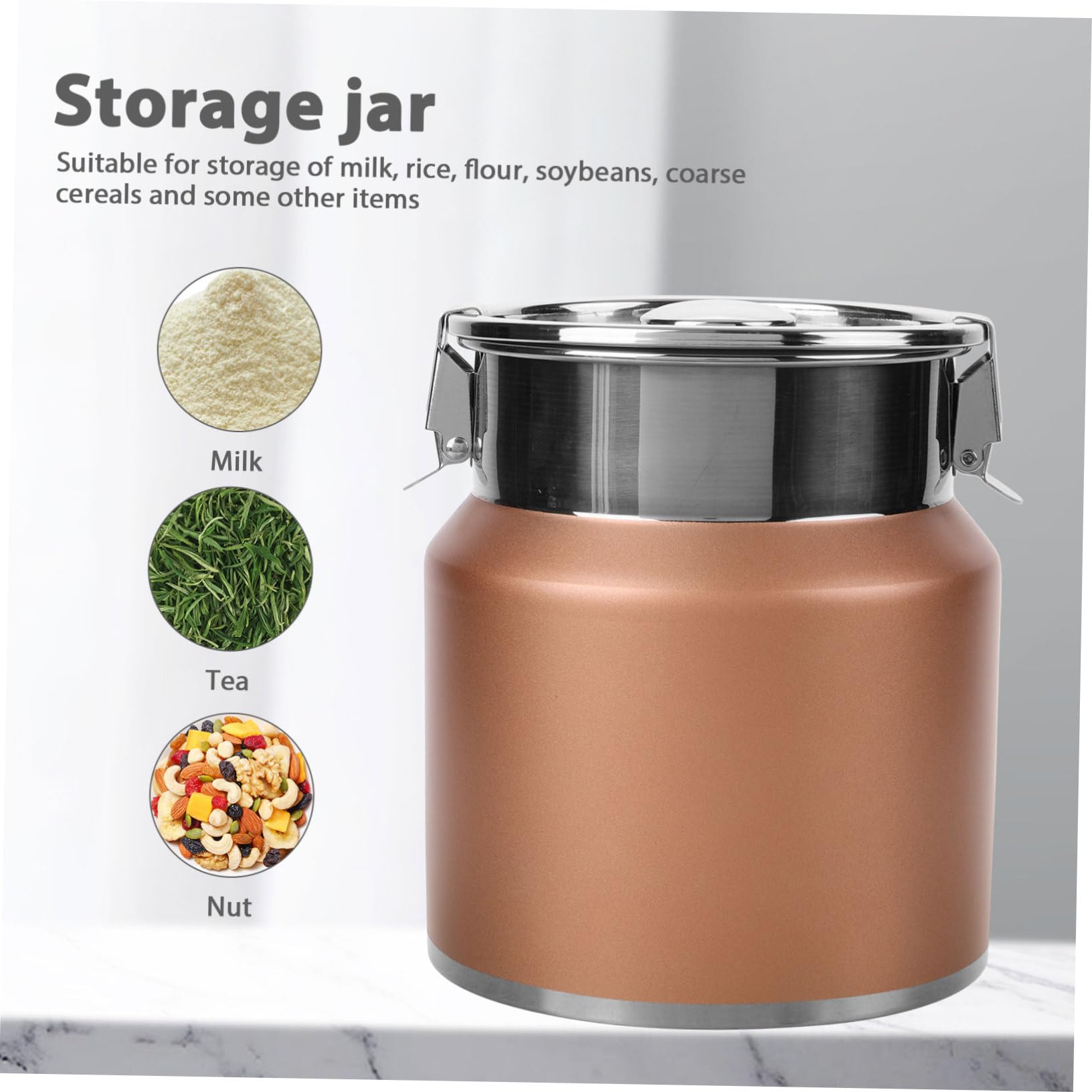 MAGICLULU Lattiera in Acciaio Inossidabile da 2.5l Coperchio Ermetico, Superficie Liscia e Stile Rustico Country, per Casa e Campeggio