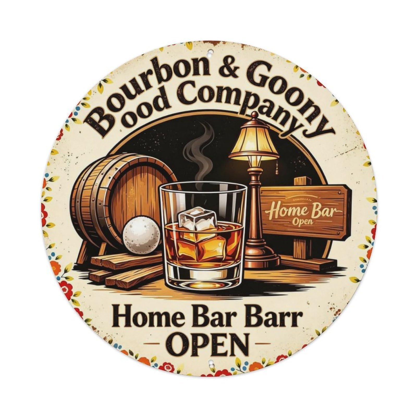 Home Bar Open Metal Tin Sign Plaque