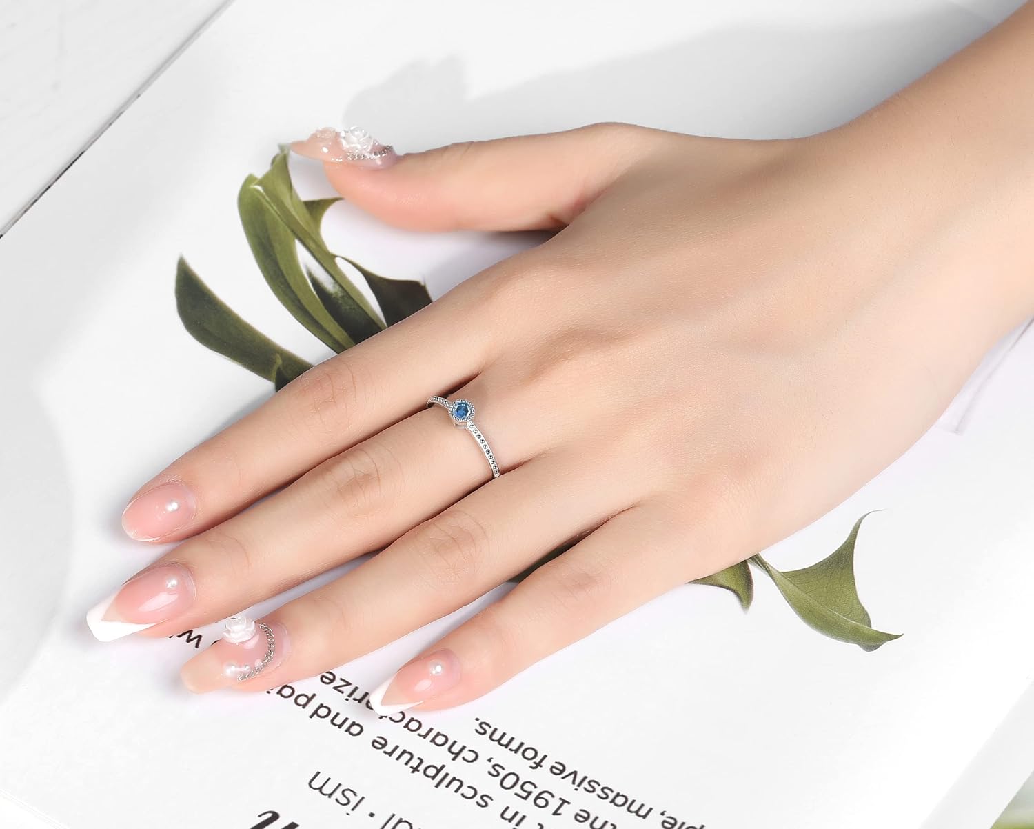 Birthstone Stackable Rings for Women: S925 Sterling Silver Heart Stacking Ring Knuckle Rings Band for Best Friends Christmas Anniversary Birthday Gifts Jewelry - Image 2