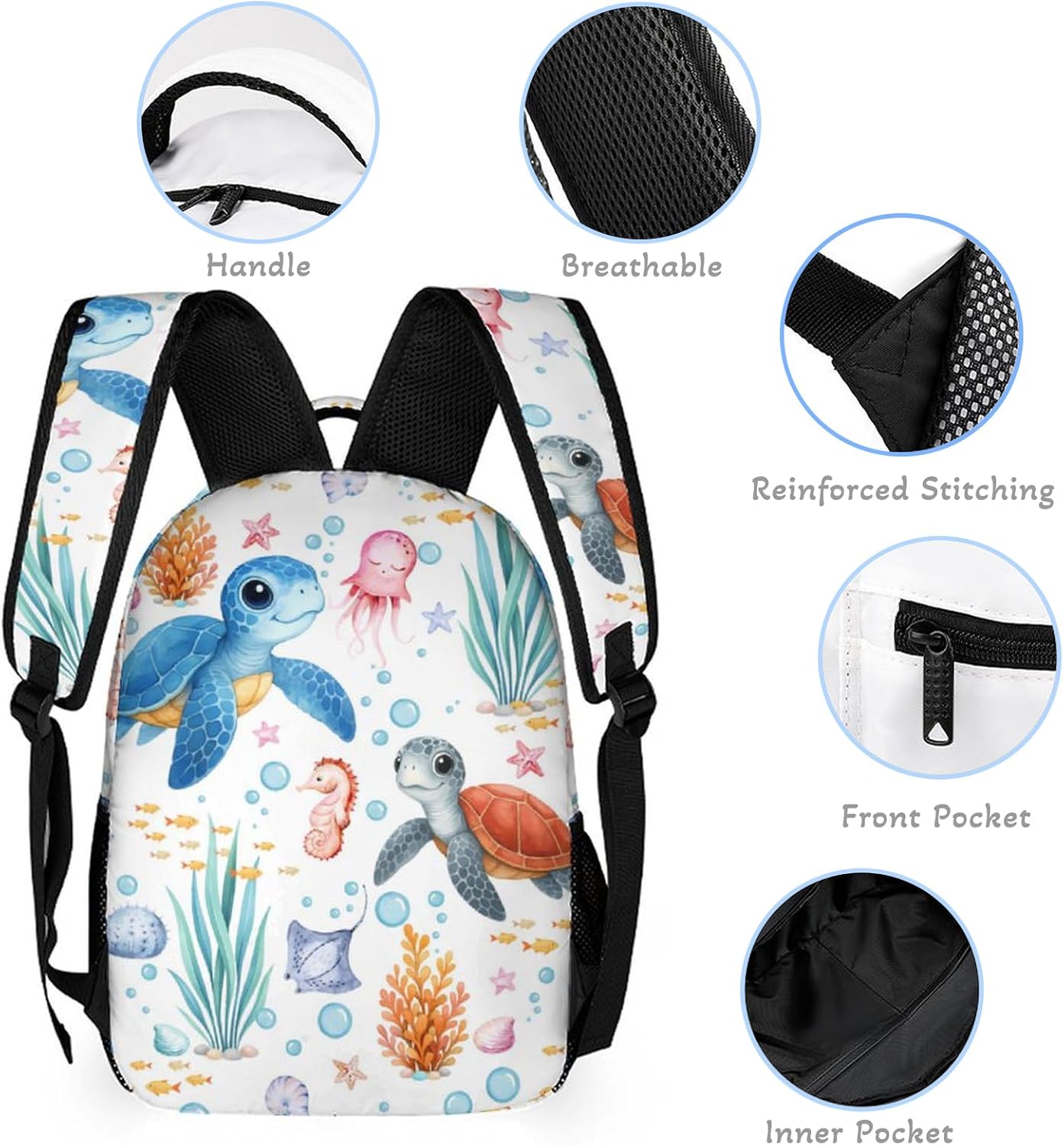 Turtle Backpack Set for Kids,School Bookbag with Lunch Box and Pencil Pouch Bag - Image 4