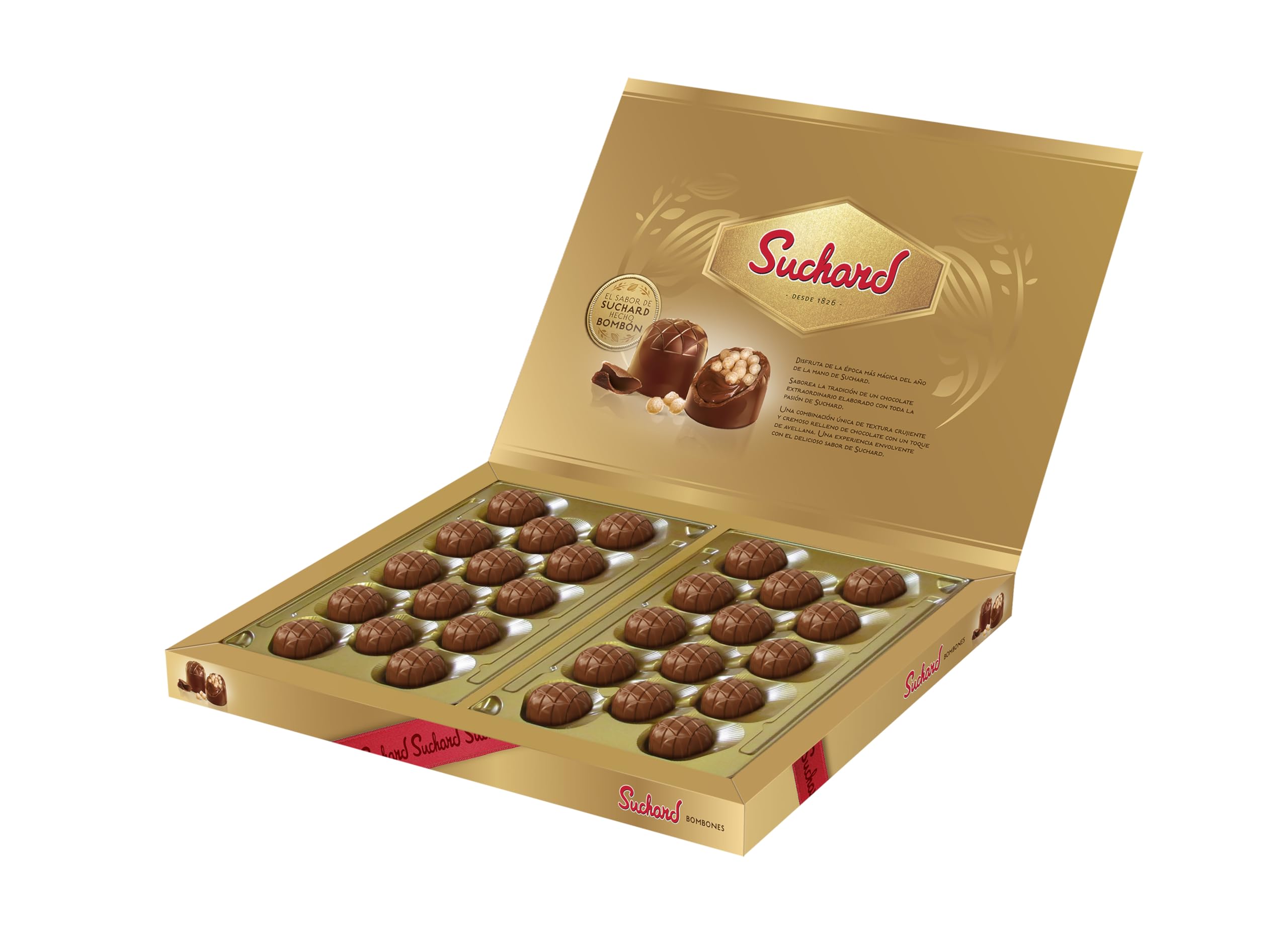 Bombones Suchard, Delicisoso Chocolate con Leche y Arroz Inflado, Caja de 28 unidades - 254 g